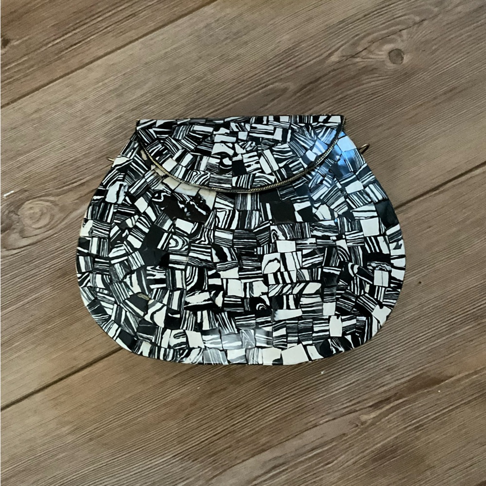 Black and White Geometric Shoulder Bag
